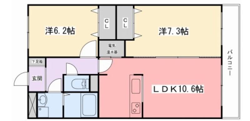 インタービレッジ城北(2LDK/4階)の間取り写真