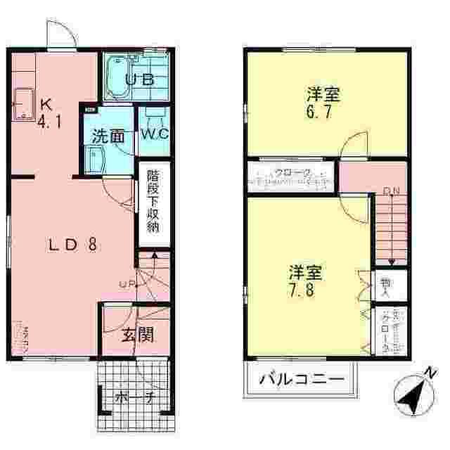 モンブーシュ(2LDK/2階)の間取り写真