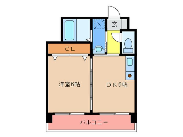 イーストヒルズ和白丘(1DK/1階)の間取り写真