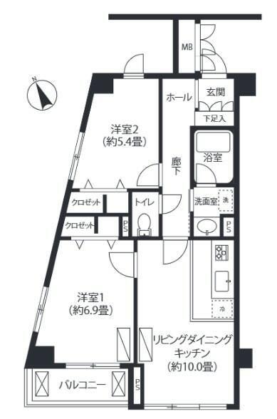 セゾン深川(2LDK/5階)の間取り写真