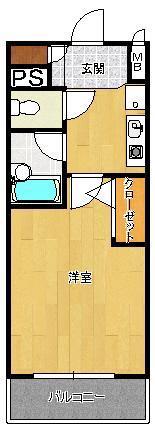 エスリード天神第2(1K/5階)の間取り写真