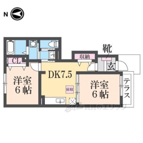 アルカンシエル2(2DK/1階)の間取り写真