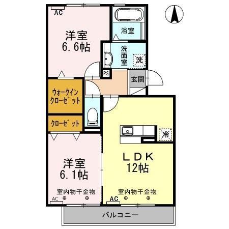リュミエール・ソレール(2LDK/3階)の間取り写真