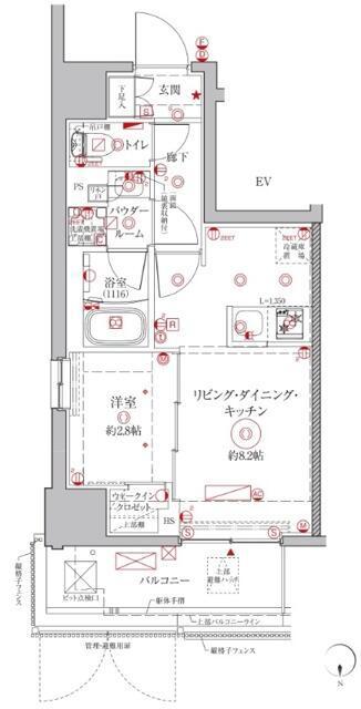 クレイシアIDZ鶴見(1LDK/1階)の間取り写真
