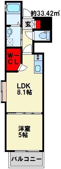 サンクレシア戸畑駅前(1LDK/4階)の間取り写真