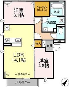 セジュール秀峰(2LDK/2階)の間取り写真
