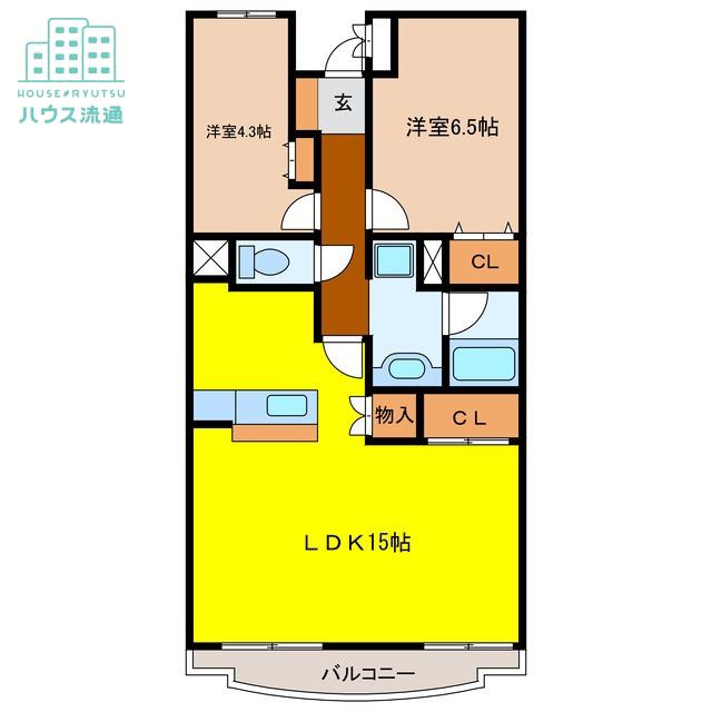 コンダクトレジデンス鳥栖(2LDK/3階)の間取り写真