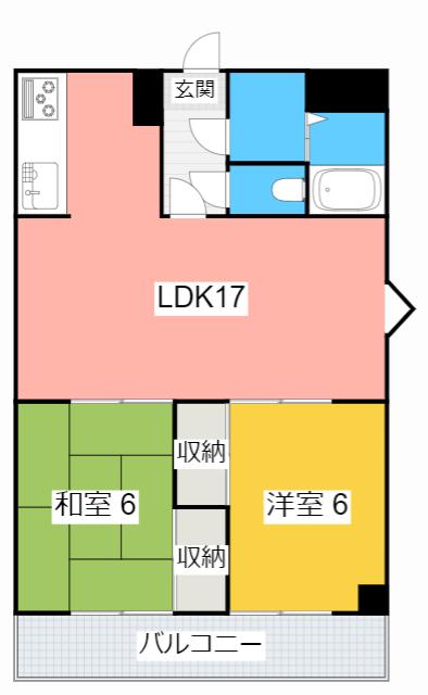 サンシティウィンディコート(2LDK/6階)の間取り写真