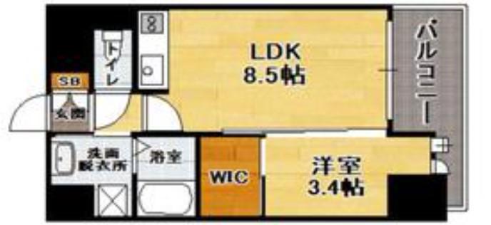 ピュアドームアドニス吉塚(1LDK/10階)の間取り写真