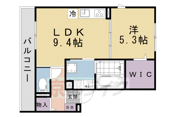 エクレール清水 旧厨子奥若林町マンション(1LDK/3階)の間取り写真
