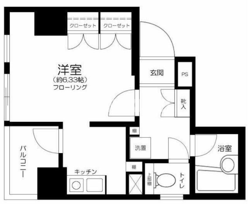 アピス三軒茶屋(1K/3階)の間取り写真
