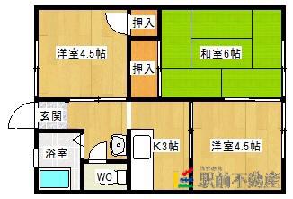 コーポなべしま(3K/1階)の間取り写真