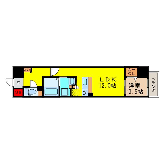 ラフォルム鎗屋町(1LDK/3階)の間取り写真