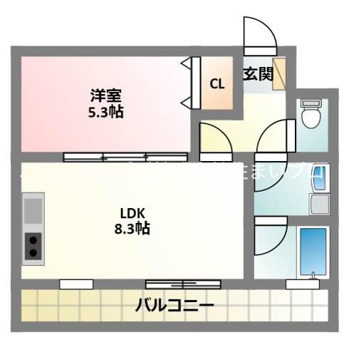ケーティアイレジデンス萱島(1LDK/2階)の間取り写真