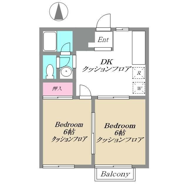 コート城山(2DK/1階)の間取り写真