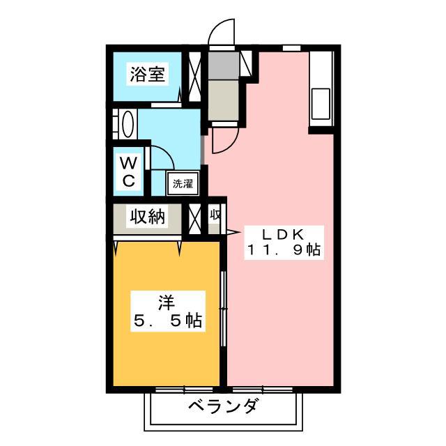サンハイム B(1LDK/2階)の間取り写真
