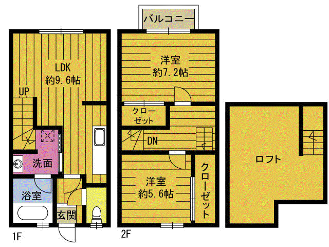 COUNTRY KAKU(2LDK/1階)の間取り写真