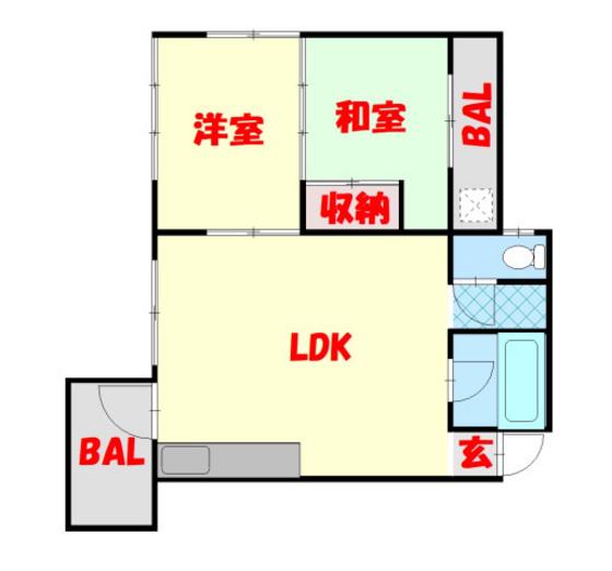 Mビル(2DK/4階)の間取り写真