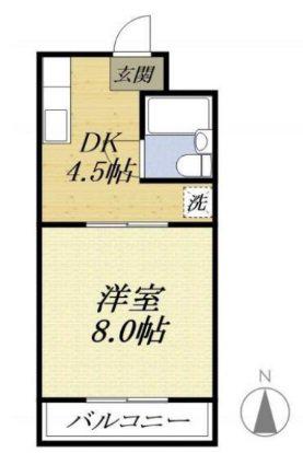 ハイツベア細江(1DK/1階)の間取り写真