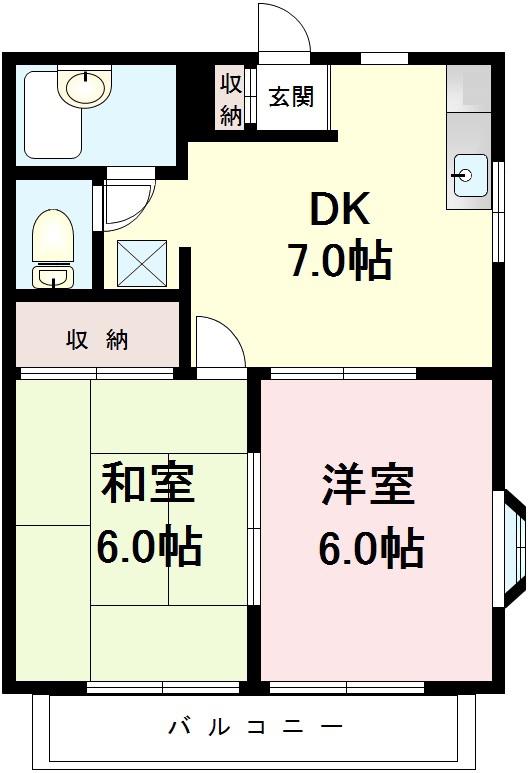 アザレアハウス(2DK/2階)の間取り写真