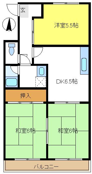 グリーンパーク豊田(3DK/4階)の間取り写真