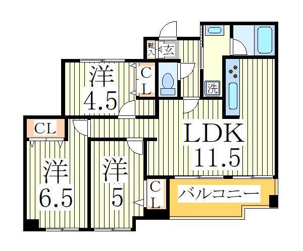 INSURANCE BLDG.12(3LDK/6階)の間取り写真