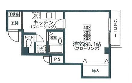 アステール(1K/2階)の間取り写真