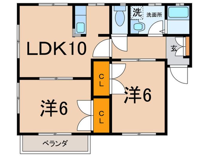 メゾンブ-ルジュ(2LDK/1階)の間取り写真
