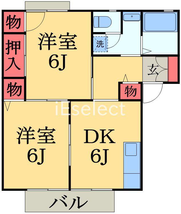 スカイコート今井Ⅱ(2DK/2階)の間取り写真