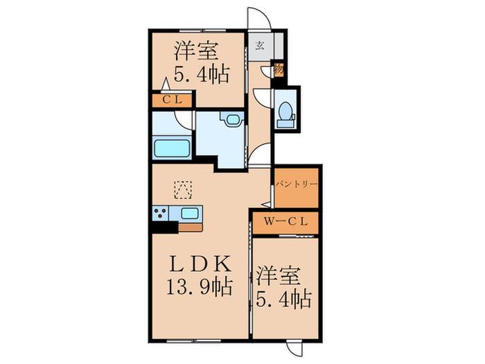 エメラルドタワー A棟(2LDK/1階)の間取り写真