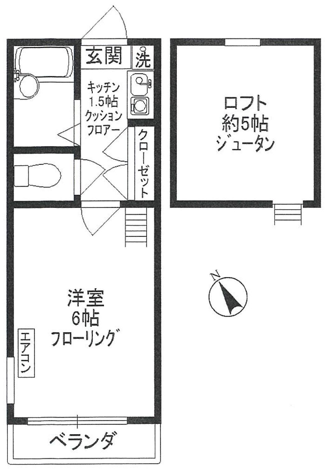 メイプルハウス(1K/1階)の間取り写真