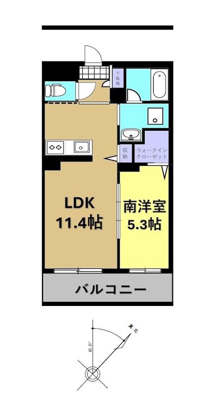 トレゾールシティガーデン(1LDK/2階)の間取り写真
