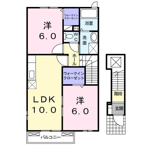 GREENVILLA B(2LDK/2階)の間取り写真