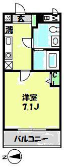 ルクソール(1K/2階)の間取り写真