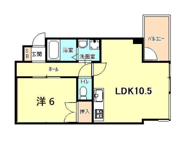 ヒルコート深江北町(1LDK/2階)の間取り写真