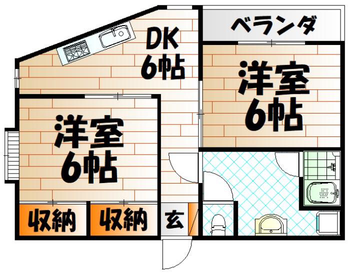 サンクレスト小倉(2DK/3階)の間取り写真