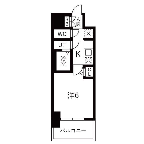 ファステート難波ミライズ(1K/13階)の間取り写真