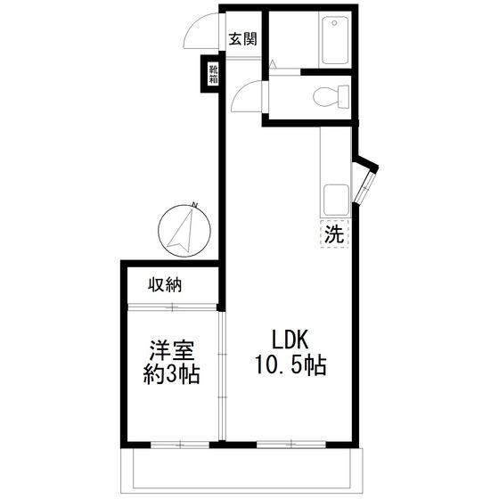 けやきハイツ(1LDK/2階)の間取り写真