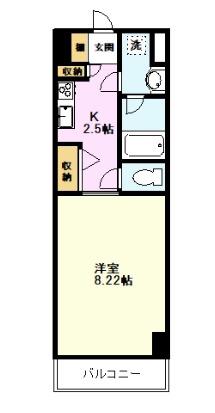 プレイスK(1K/2階)の間取り写真