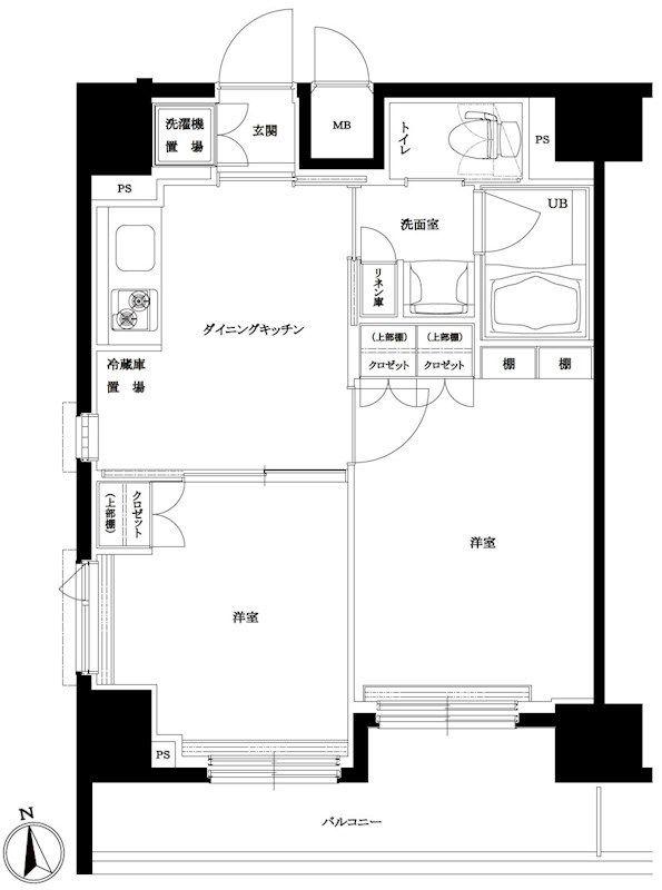 ルーブル羽田西(2DK/10階)の間取り写真