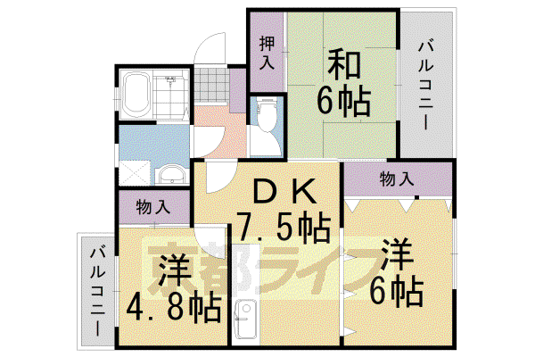 カーサNAKAMURA(3DK/3階)の間取り写真