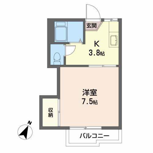 フロンティア6番館(1K/2階)の間取り写真