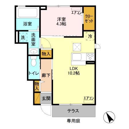 フォルトゥーナ(1LDK/1階)の間取り写真