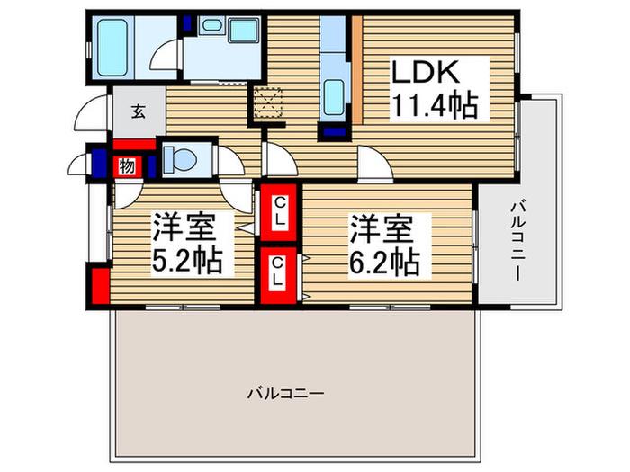 タートルクレインふじみ野II(2LDK/5階)の間取り写真