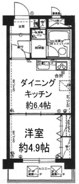 ライオンズプラザ新板橋(1DK/1階)の間取り写真