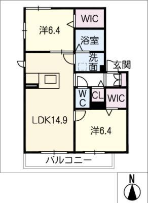 VILLA・COURT・I(2LDK/1階)の間取り写真