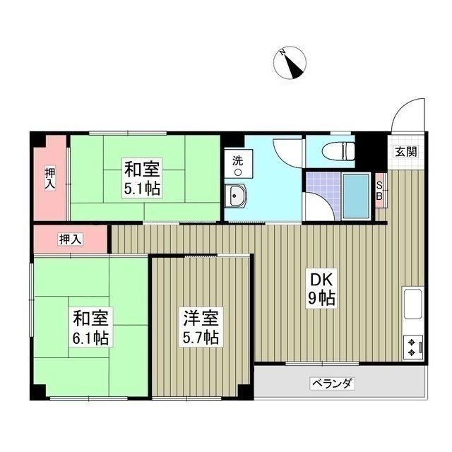 ヴィラ代官山北棟(3DK/3階)の間取り写真