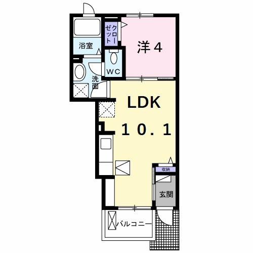 フェリス逢妻(1LDK/1階)の間取り写真
