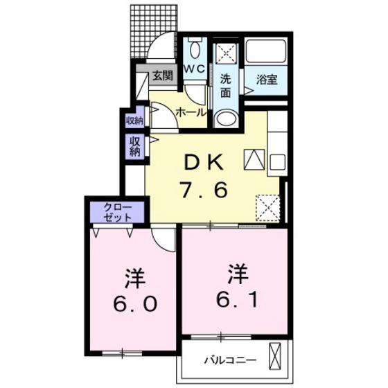 シュティル ブリーゼ(2DK/1階)の間取り写真
