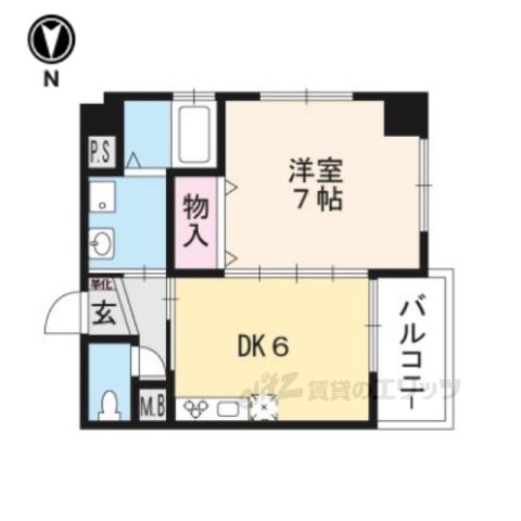 キンブリッジ京都大徳寺前(1DK/5階)の間取り写真